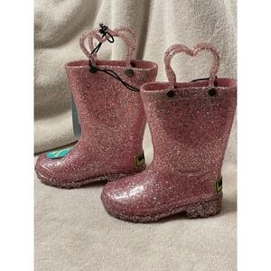 NWT Western Chief Kids size‎ 5 Confetti Shimmer Glitter Lighted Pink Boots